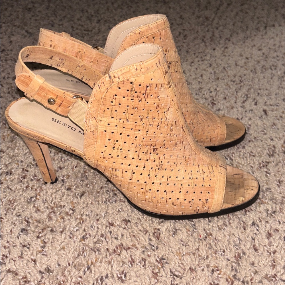 SESTO MEUCCI- Lansa cork sling backs - Picture 2 of 5